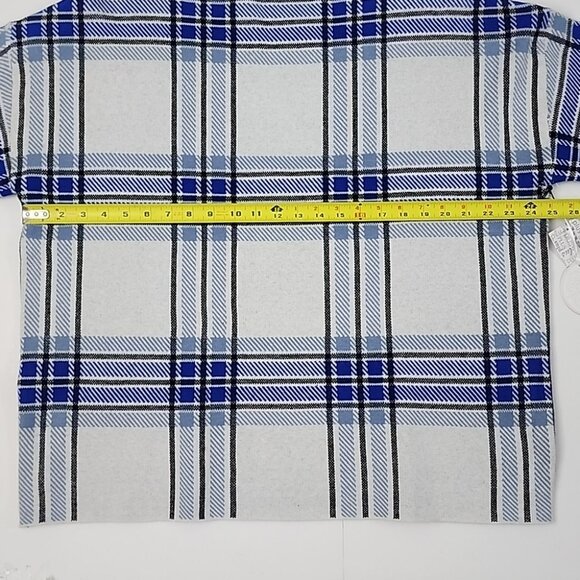Tahari Women's Knit Blue White Plaid Pullover Sweater Mock Neck Size 1X - Picture 8 of 9